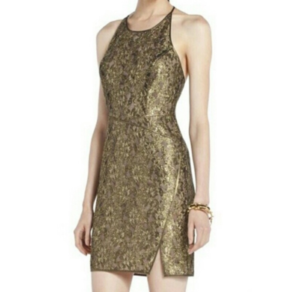 BCBGMAXAZRIA | Gold Tenya Halter Dress